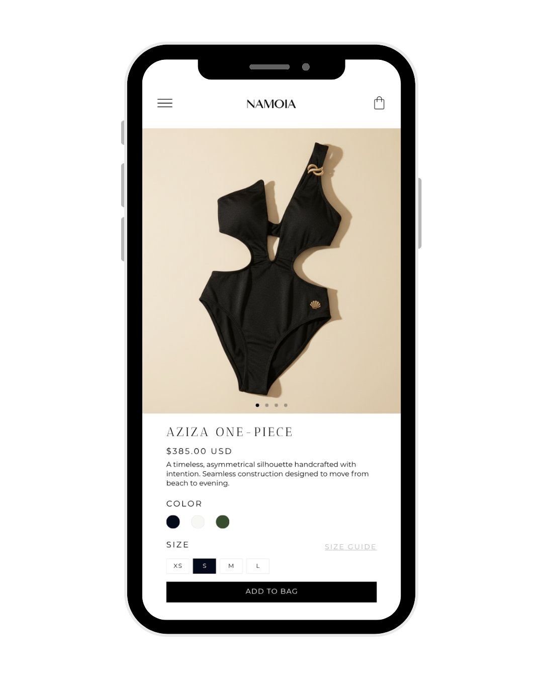 Namoia mobile product page
